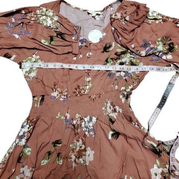 Chic Soul Oddi Womens Terracotta Floral Flowy Button Front Blouse NWT - Picture 7 of 8